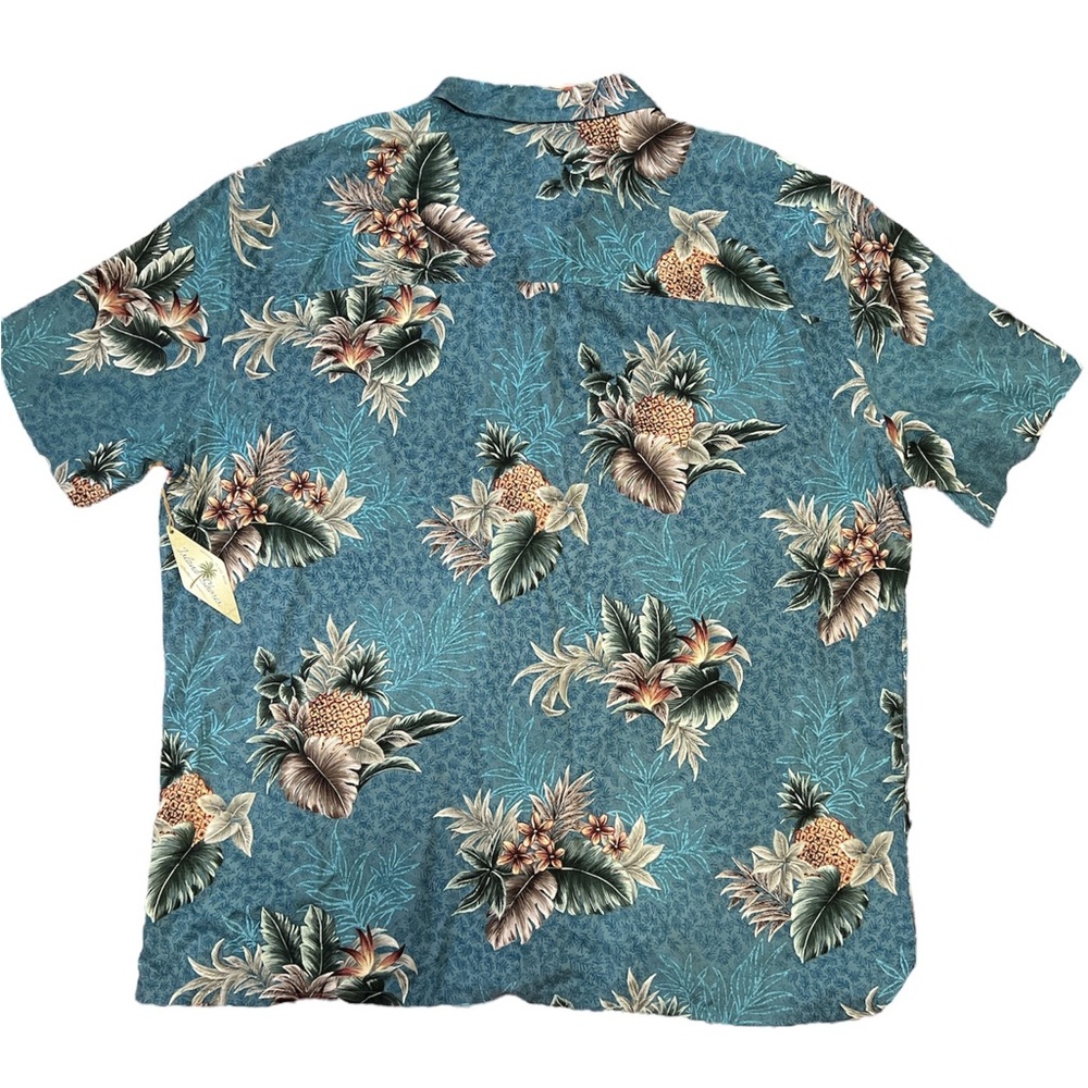 NWT Island Shores XXL Short sleeve Dark Floral tropical pineapple Hawaiian - Picture 10 of 14